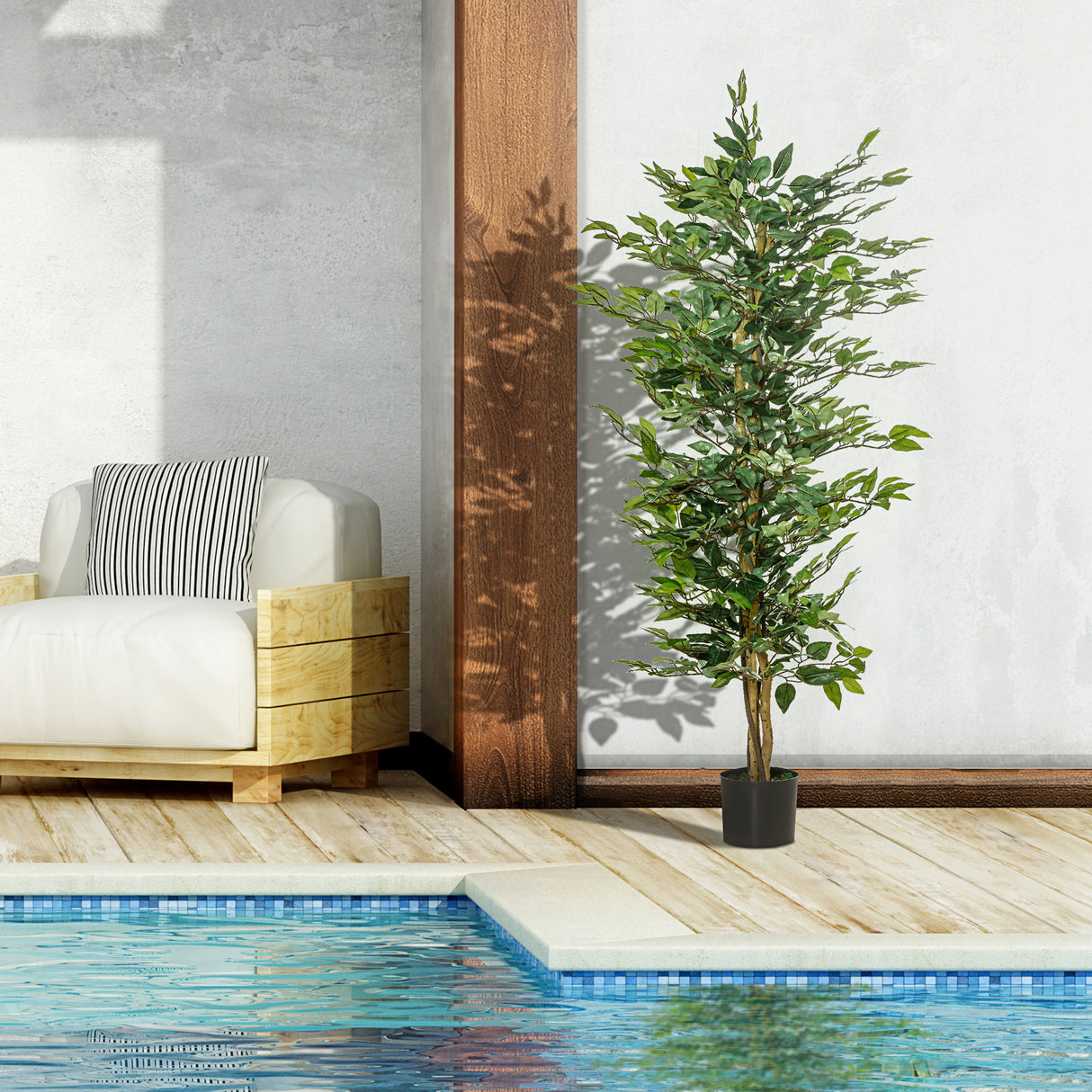 easycomfort easycomfort pianta finta di ficus alta 150cm decorazione per interno ed esterno con vaso incluso