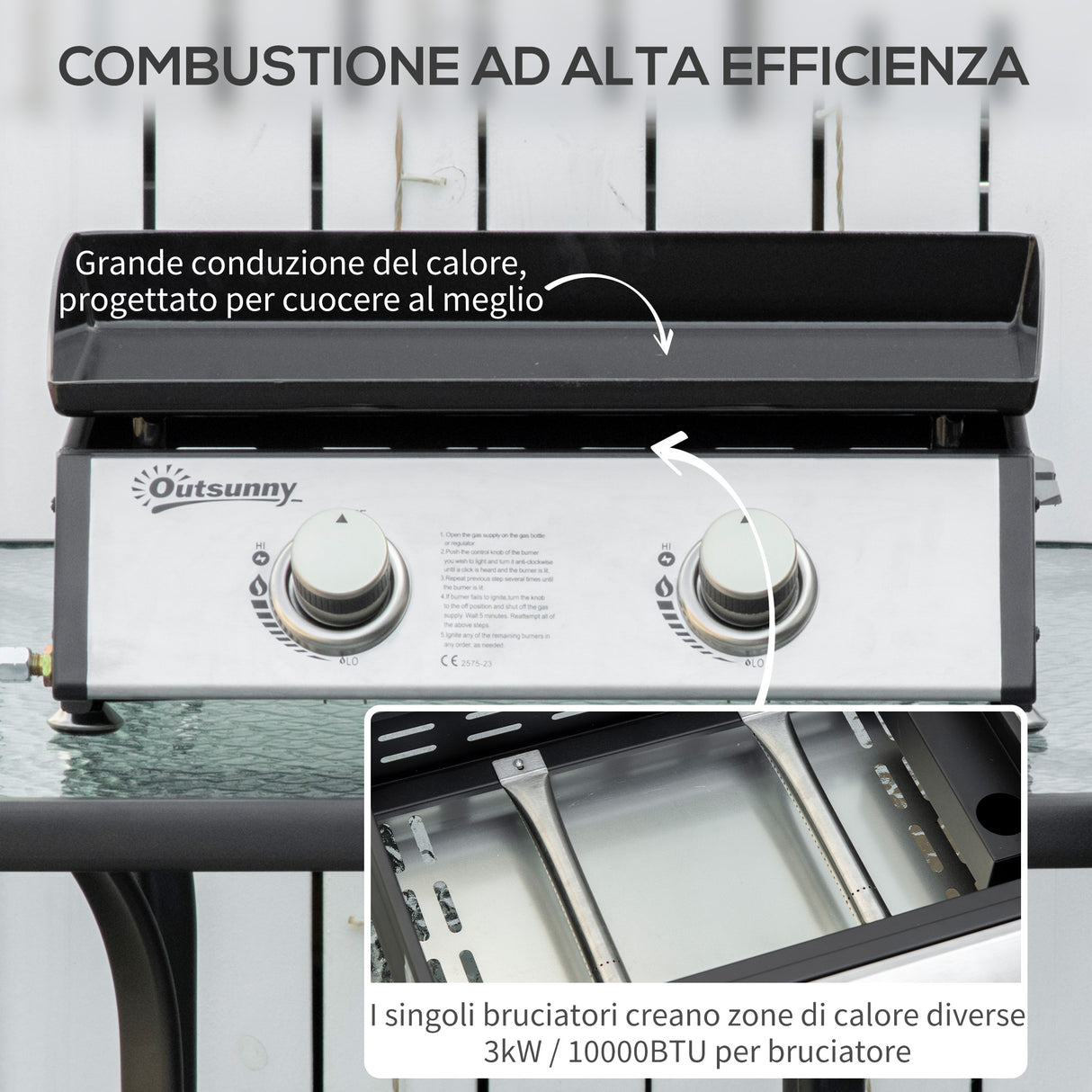 easycomfort easycomfort piastra barbecue a gas da tavolo con 2 bruciatori e potenza 6kw 48 5x46x21cm nero