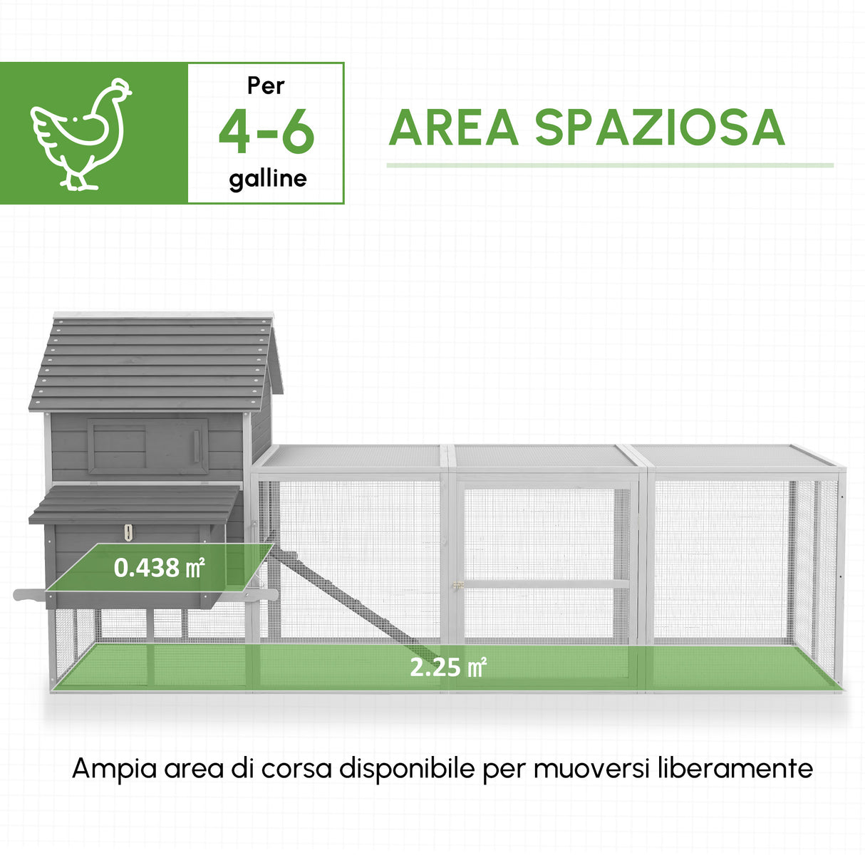 easycomfort easycomfort pollaio da giardino con casetta per galline rampa e area aperta 310 5x149 5x149cm grigio