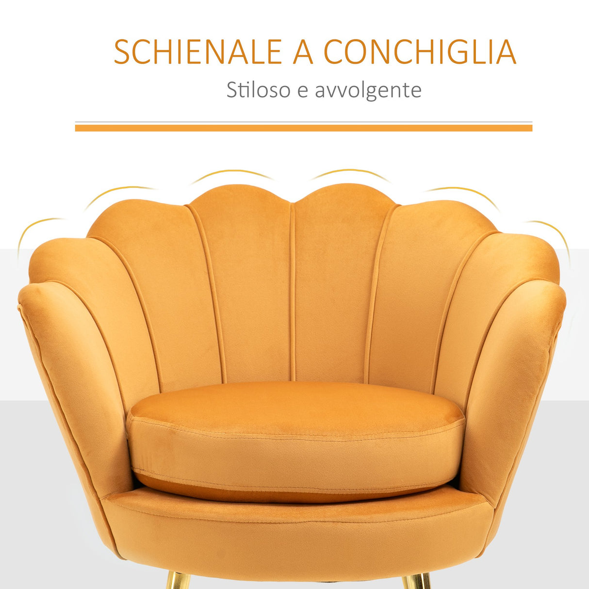 easycomfort easycomfort poltrona a conchiglia poltroncina vintage poltroncina da camera e salotto design elegante con schienale alto 76x67x74cm giallo ean 8055776910246