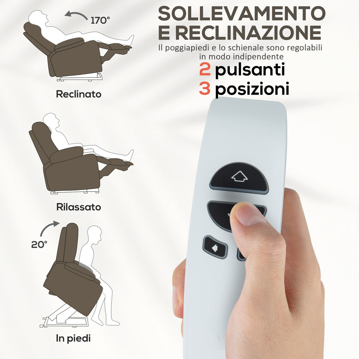 easycomfort easycomfort poltrona alzapersona reclinabile massaggiante e riscaldante con doppio motore marrone scuro