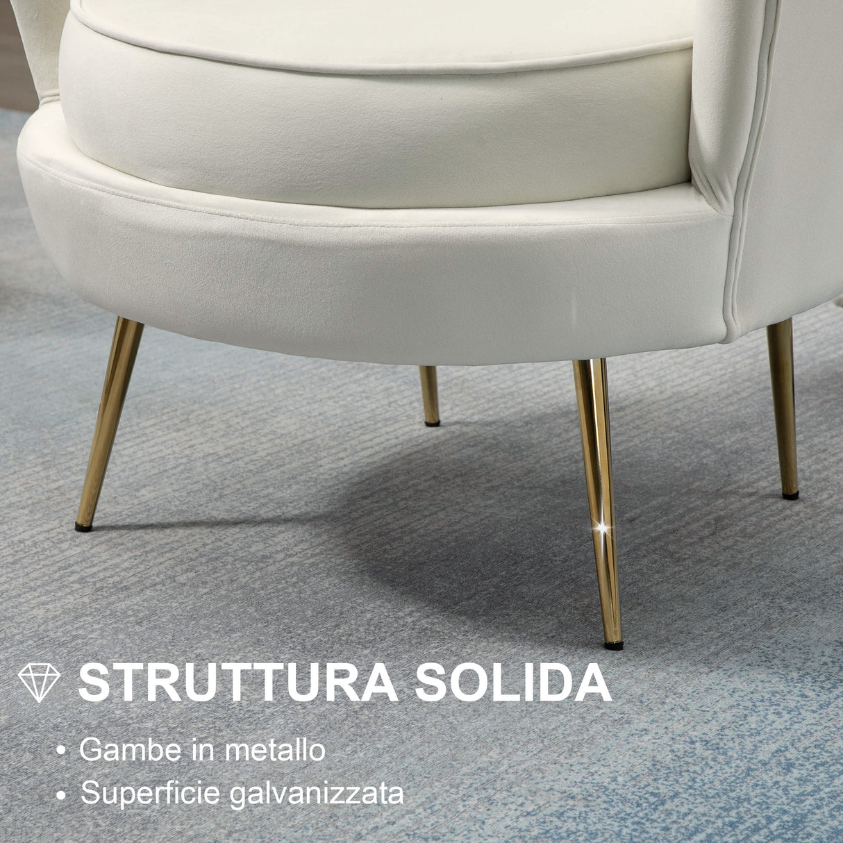 easycomfort easycomfort poltrona di design stile vintage imbottita in velluto 79x77x77cm crema