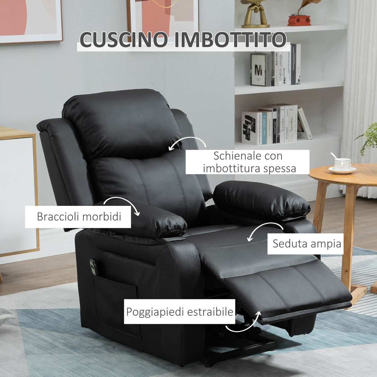 easycomfort easycomfort poltrona elettrica alzapersona reclinabile fino 160 con telecomando in similpelle nero