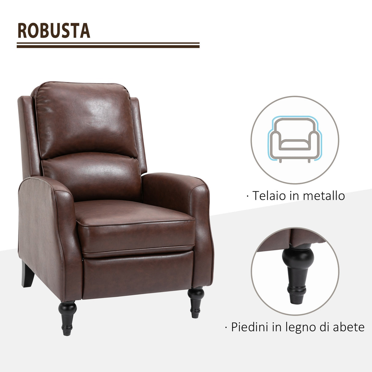 easycomfort easycomfort poltrona relax reclinabile 90 e 150 manuale per tv soggiorno camera design moderno in pelle 73x86x104cm ean 8055776911946