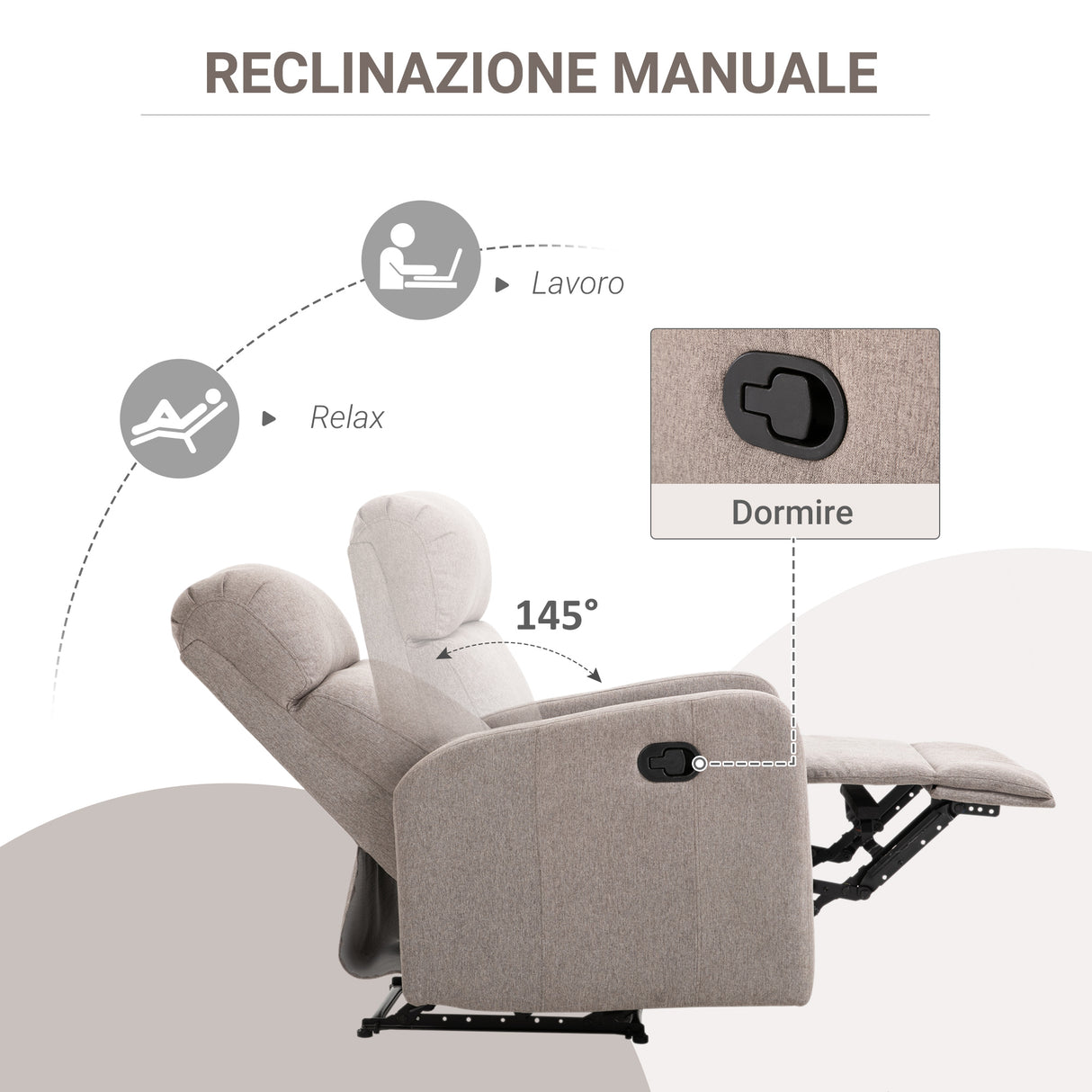 easycomfort easycomfort poltrona relax reclinabile fino a 168 con poggiapiedi 67x83x107 cm grigia