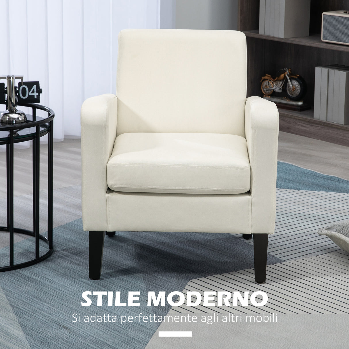 easycomfort easycomfort poltroncina da camera moderna in tessuto con braccioli 66x72x74 cm crema