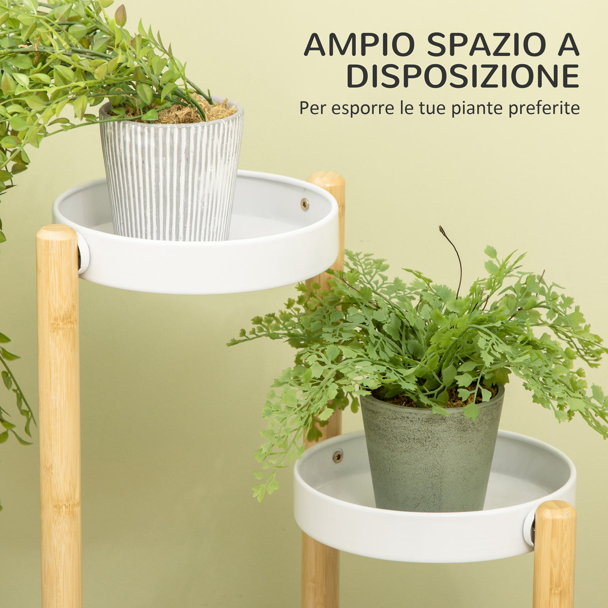 easycomfort easycomfort porta piante da interno ed esterno 4 ripiani a vassoio e struttura in bambu 28x28x80 cm bianco