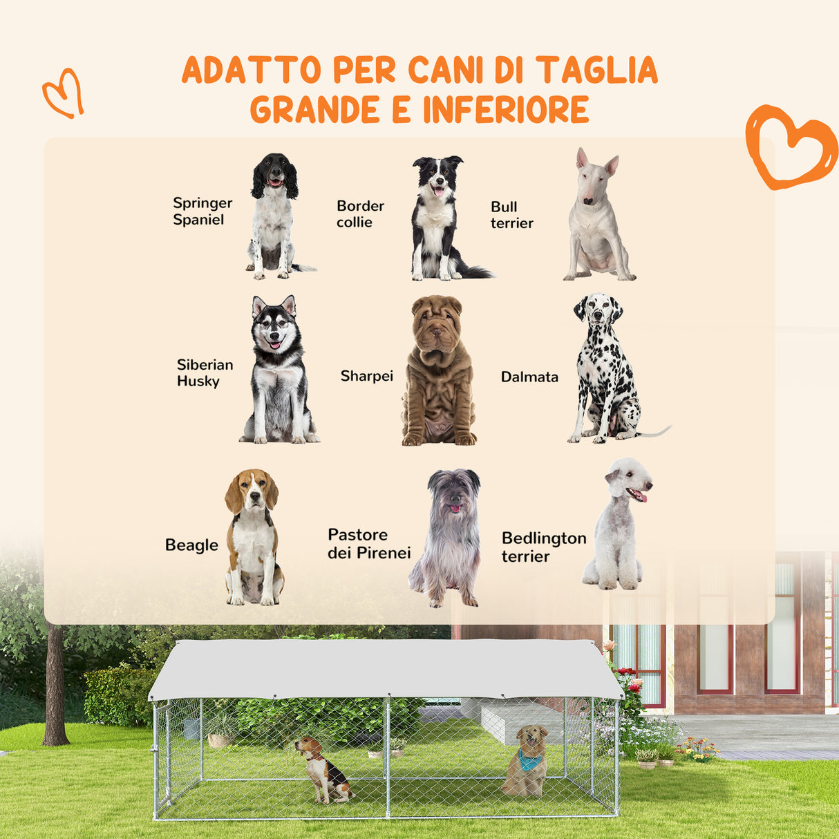easycomfort easycomfort recinto per cani grandi fino 30kg per esterno con tetto impermeabile e anti uv 4x2 3x1 5m argento