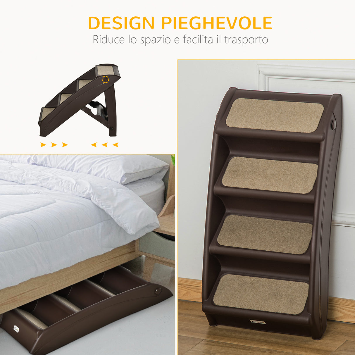 easycomfort easycomfort scaletta per cani pieghevole con 4 gradini antiscivolo in pp marrone