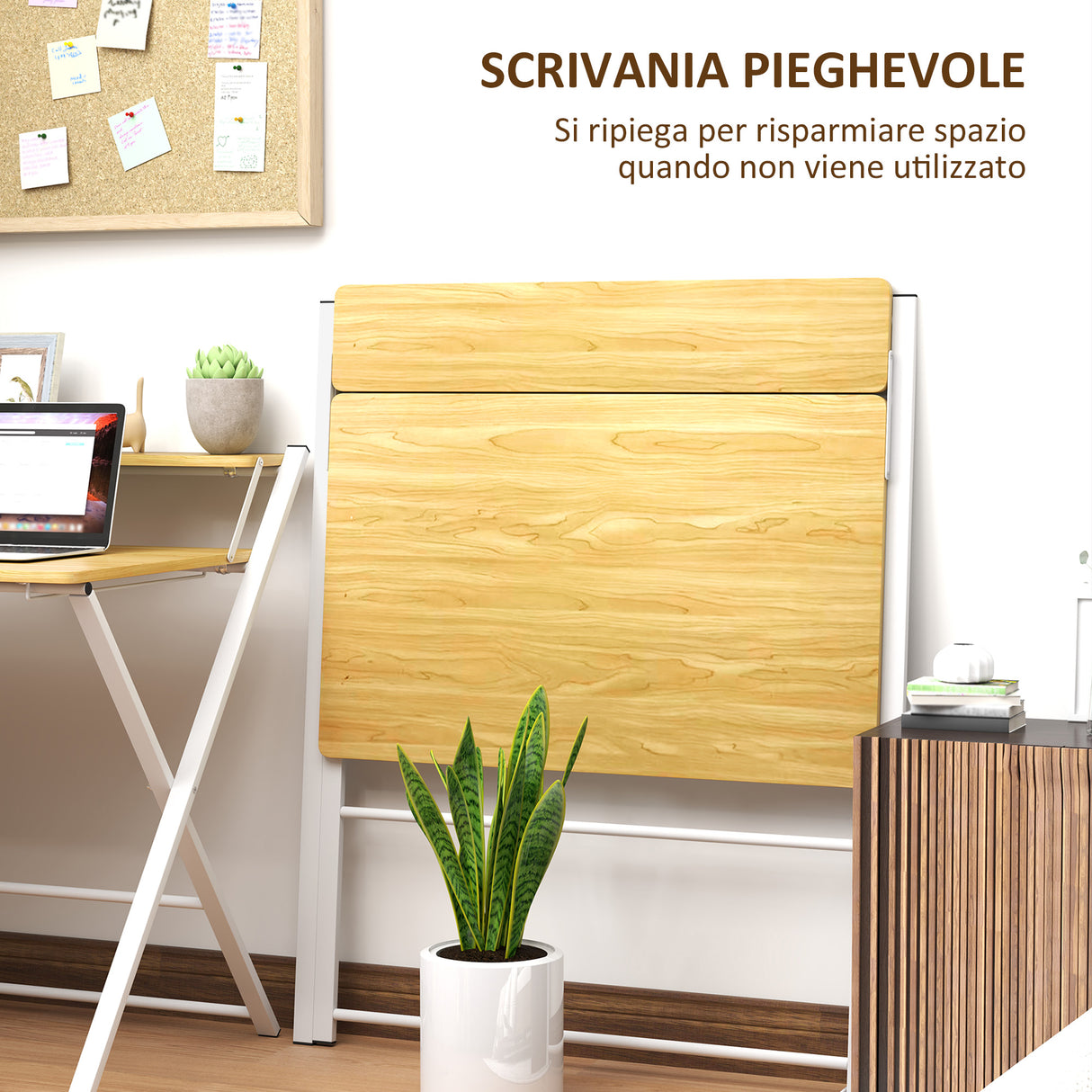 easycomfort easycomfort scrivania pieghevole con ripiano rialzato e gambe a x in legno e acciaio 86x66x82 cm bianco e color legno