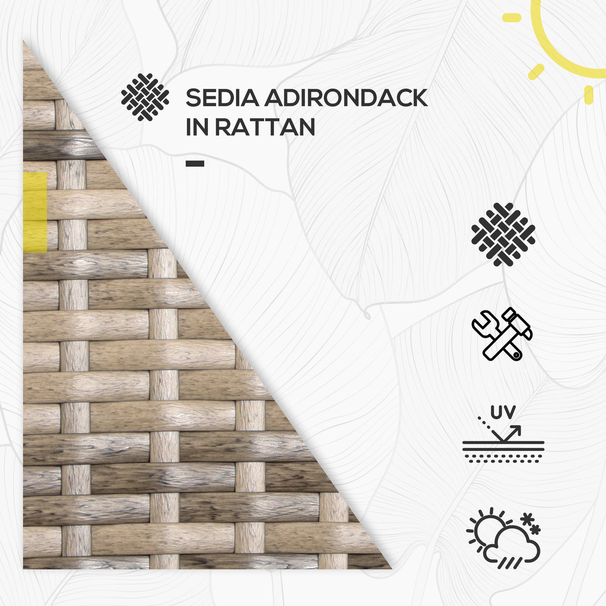 easycomfort easycomfort sedia da giardino adironrack con braccioli in rattan e acciaio 64x80x90 cm marrone e grigio