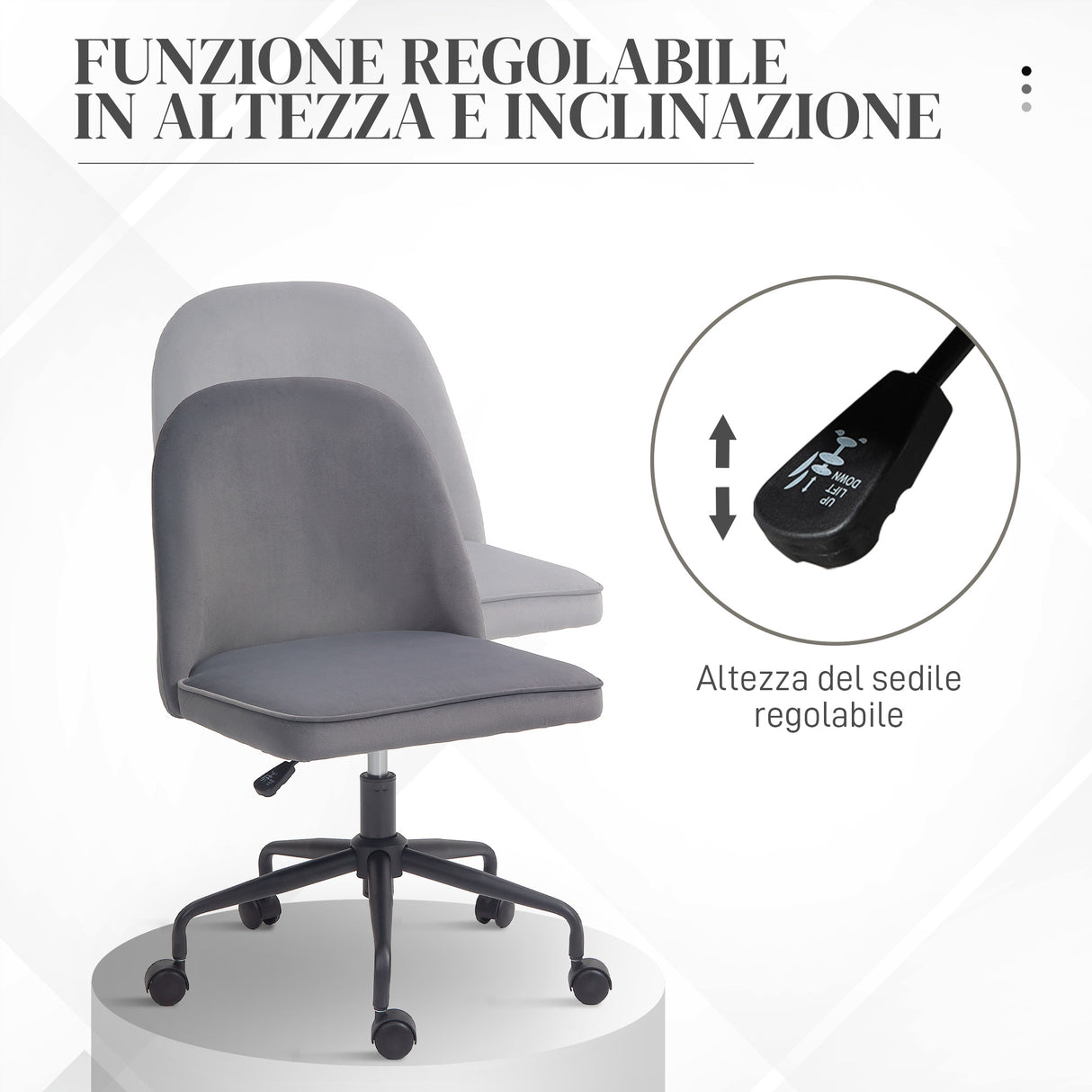 easycomfort easycomfort sedia da ufficio con altezza regolabile e funzione dondolo rivestimento in tessuto vellutato grigio