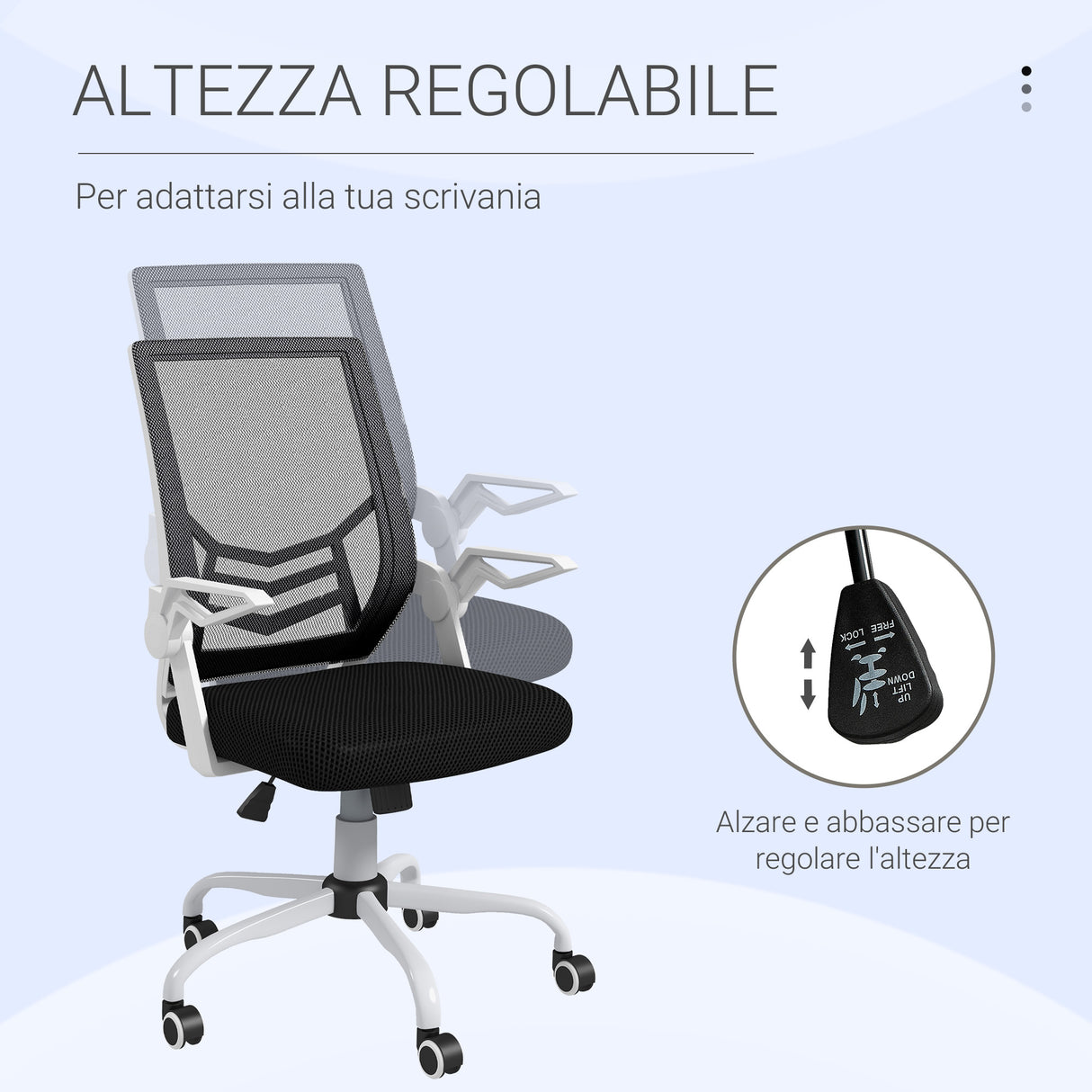 easycomfort easycomfort sedia da ufficio ergonomica ad altezza regolabile in tessuto effetto lino 62 5x55x94 104 cm bianco e nero