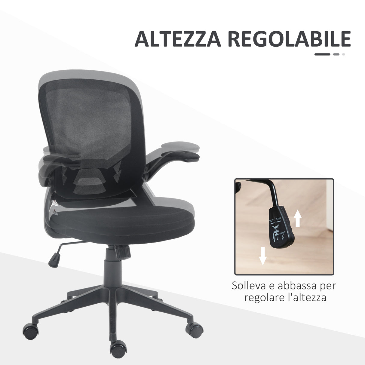 easycomfort easycomfort sedia da ufficio ergonomica con altezza regolabile braccioli ribaltabili e tessuto a rete nero