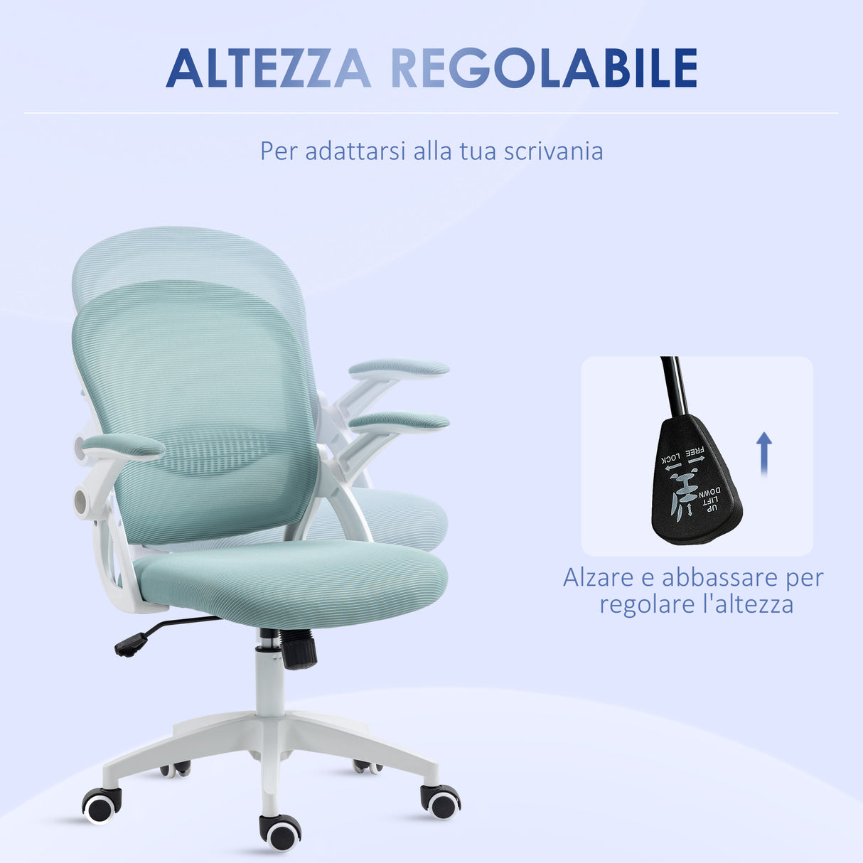 easycomfort easycomfort sedia da ufficio ergonomica con schienale a rete e altezza regolabile 65 5x61 5x88 97 5cm azzurro