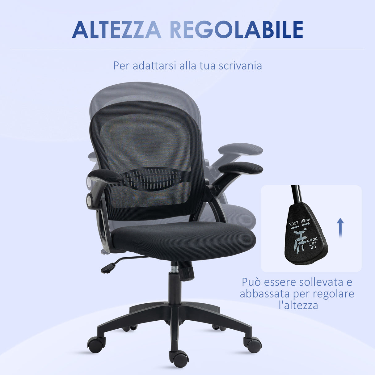 easycomfort easycomfort sedia da ufficio ergonomica con schienale a rete e altezza regolabile 65 5x61 5x88 97 5cm nero
