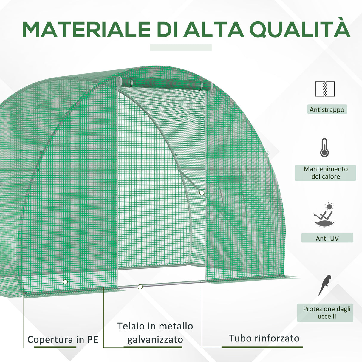 easycomfort easycomfort serra a tunnel con porta avvolgibile e finestre copertura pe e struttura in acciaio 1 5x3x2m verde