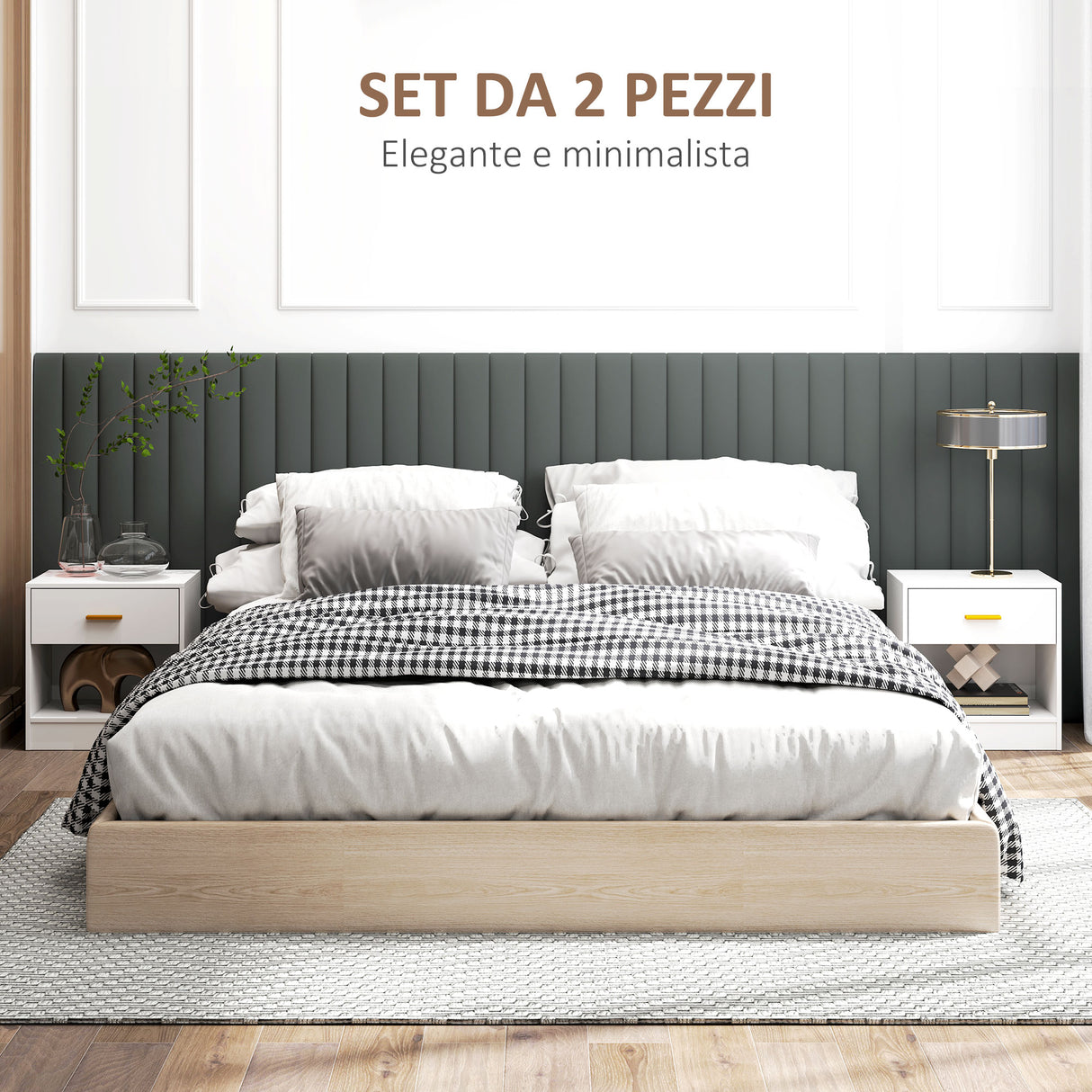 easycomfort easycomfort set 2 comodini moderni in legno con cassetto e ripiano aperto 39x28x41 cm bianco