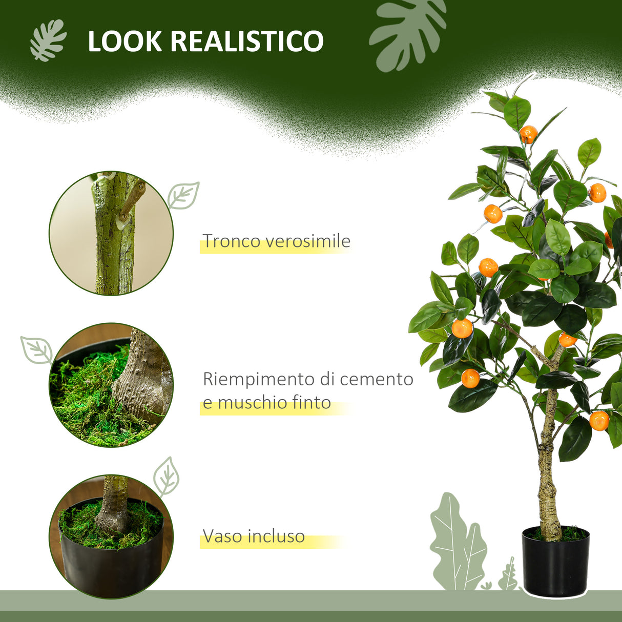 easycomfort easycomfort set 2 piante artificiali di limone e arancia alte 120cm per interno con vaso