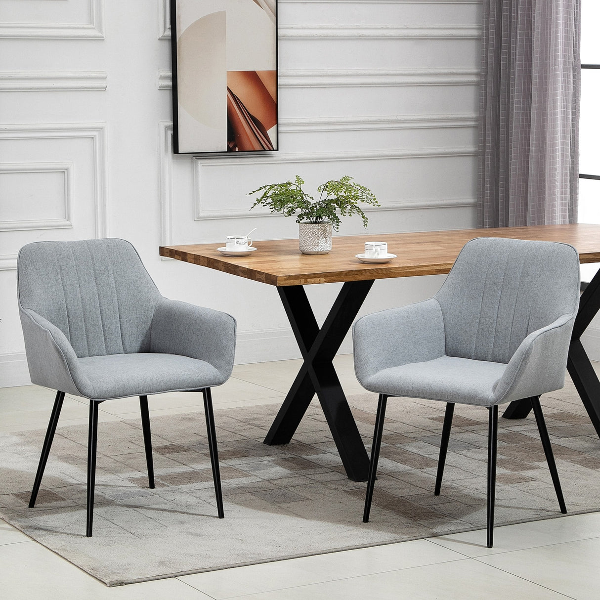 easycomfort easycomfort set 2 sedie da pranzo imbottite con rivestimento e schienale in lino e gambe in ferro stile scandinavo 59 5x56 5x81 cm grigio ean 8055776914855