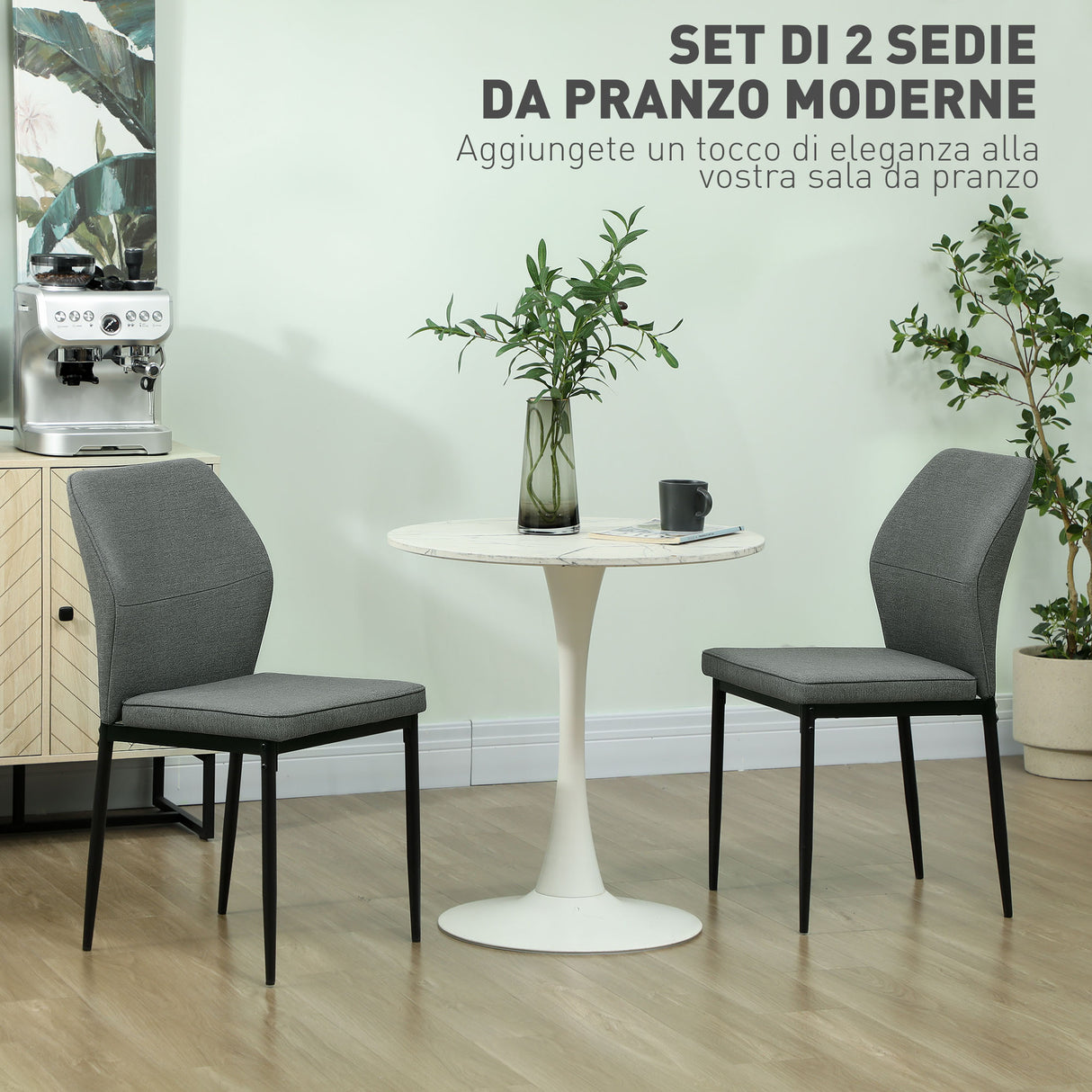 easycomfort easycomfort set 2 sedie da pranzo imbottite in velluto con schienale ergonomico senza braccioli grigio