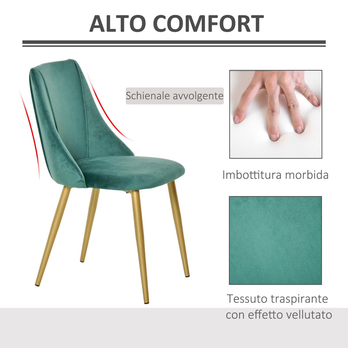 easycomfort easycomfort set 2 sedie da pranzo imbottite moderne con rivestimento e schienale gambe in ferro da cucina salotto o soggiorno in stile moderno verde e nero 50x56 5x85cm