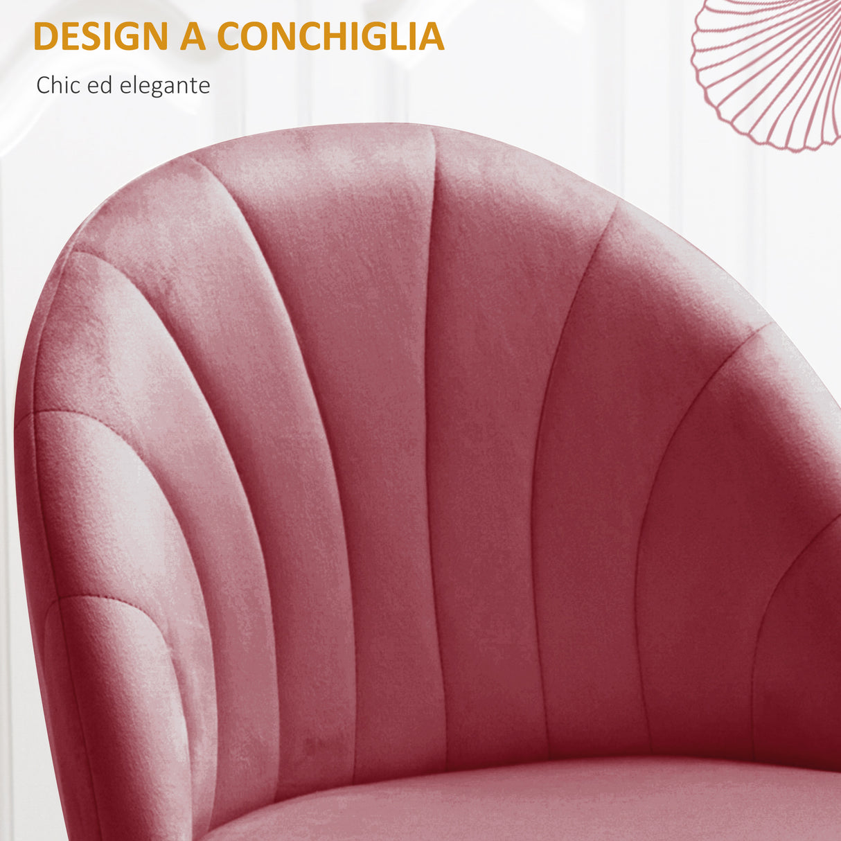 easycomfort easycomfort set 2 sedie da pranzo in velluto imbottite con gambe in metallo rosso