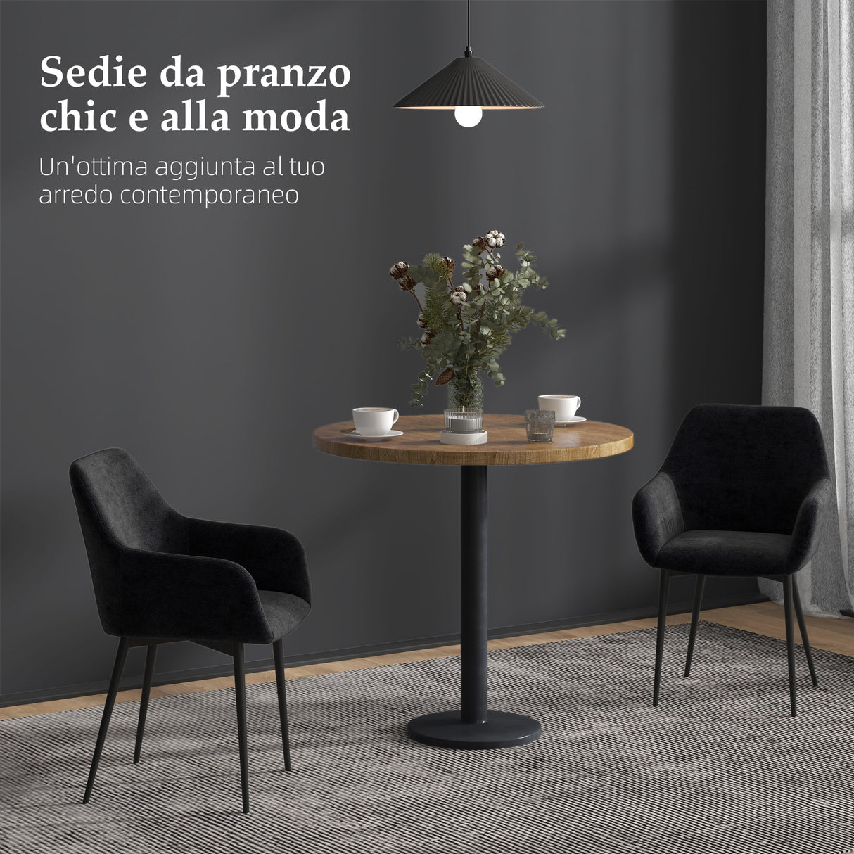 easycomfort easycomfort set 2 sedie per sala da pranzo moderne con braccioli seduta imbottita e gambe in acciaio 54x57x80cm nero