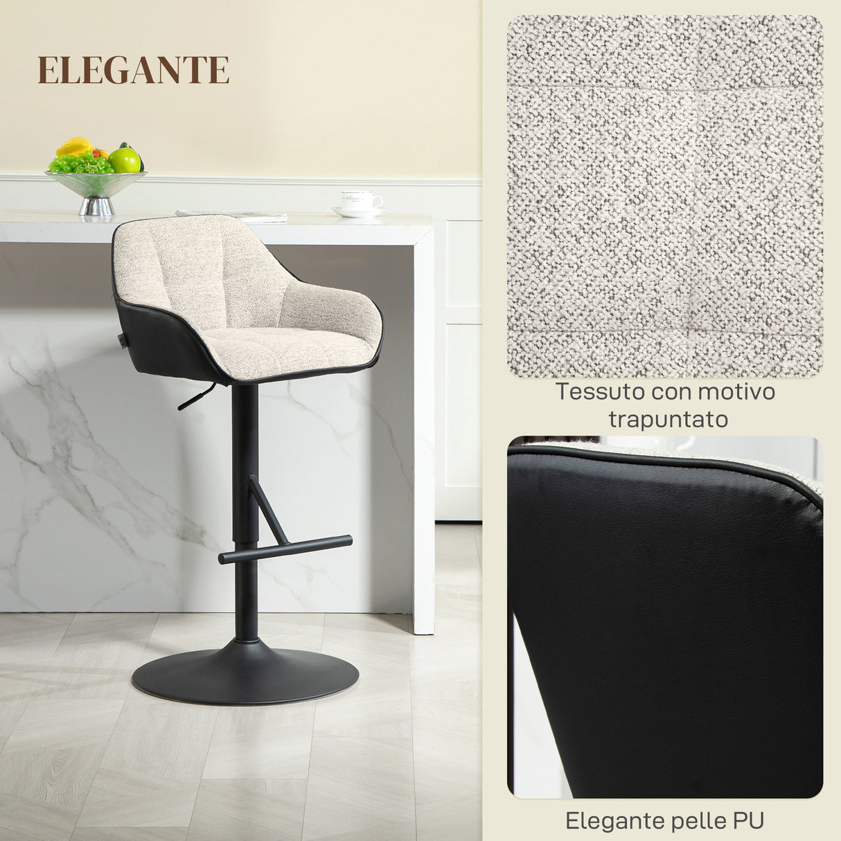 easycomfort easycomfort set 2 sgabelli imbottiti ad altezza regolabile con schienale e braccioli 52 5x53x86 5 108 cm nero grigio chiaro