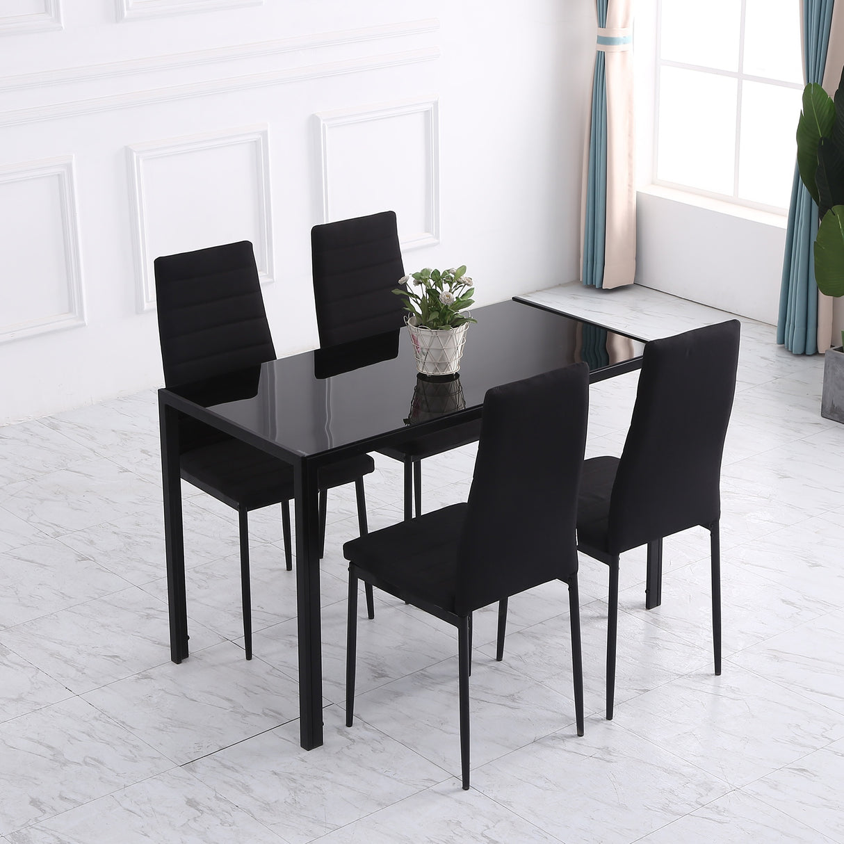 easycomfort easycomfort set 4 sedie imbottite per soggiorno o sala da pranzo sedie da cucina moderne in metallo e tessuto nero
