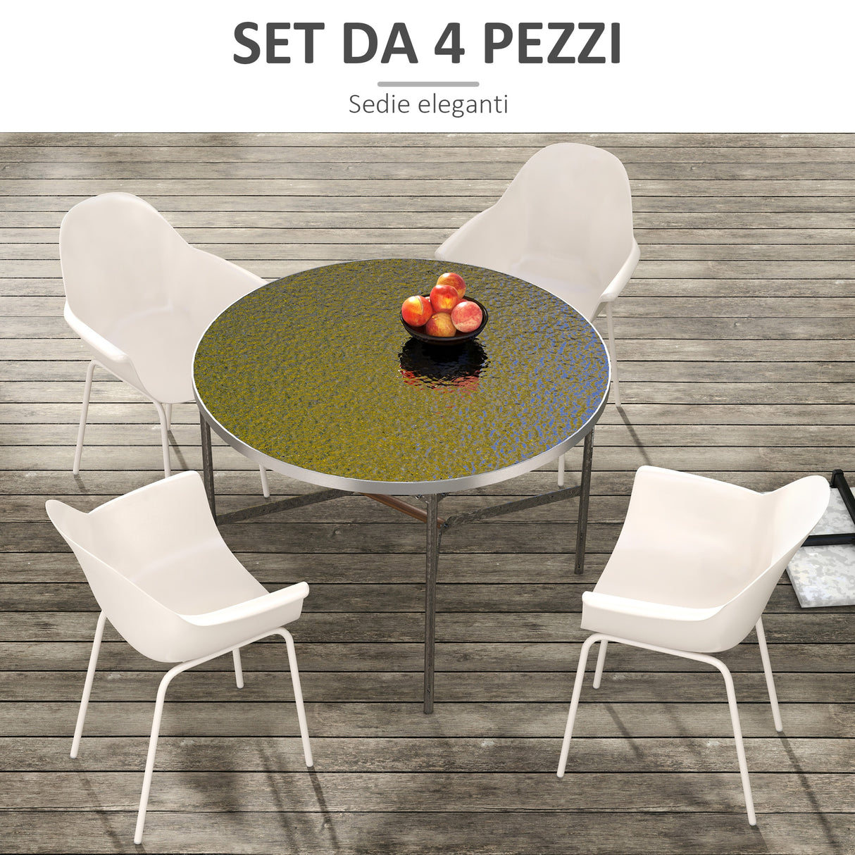 easycomfort easycomfort set 4 sedie in plastica con piedini antiscivolo 59x55x84 cm grigio