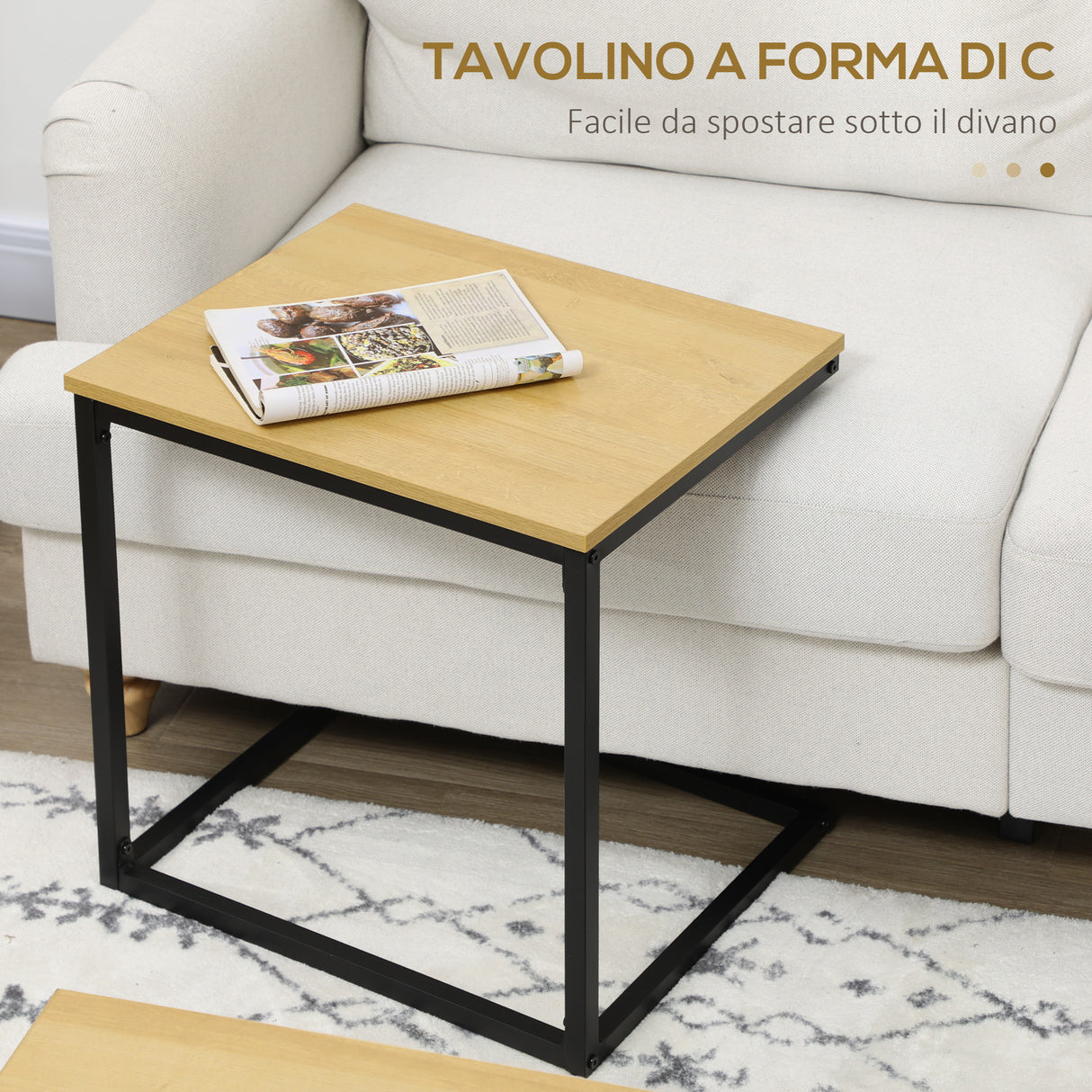 immagine-4-easycomfort-easycomfort-set-da-2-pezzi-con-tavolino-da-caffe-e-tavolino-laterale-a-c-in-acciaio-e-truciolato-color-legno