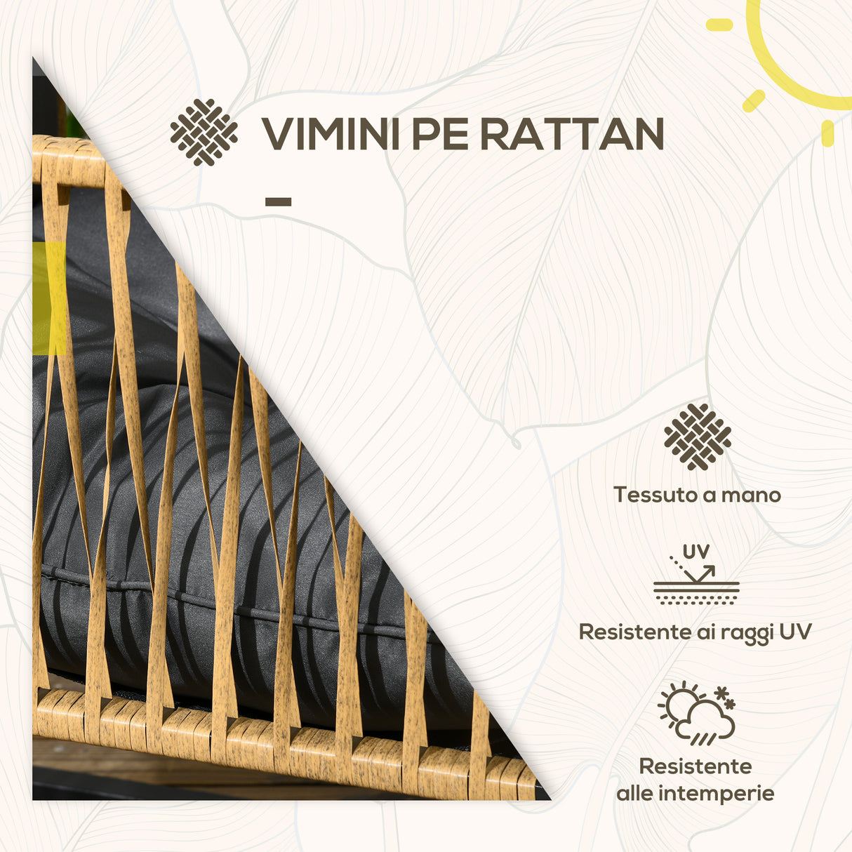 easycomfort easycomfort set da giardino 4 pezzi in rattan con divanetto 2 sedie e tavolino da caffe grigio e marrone