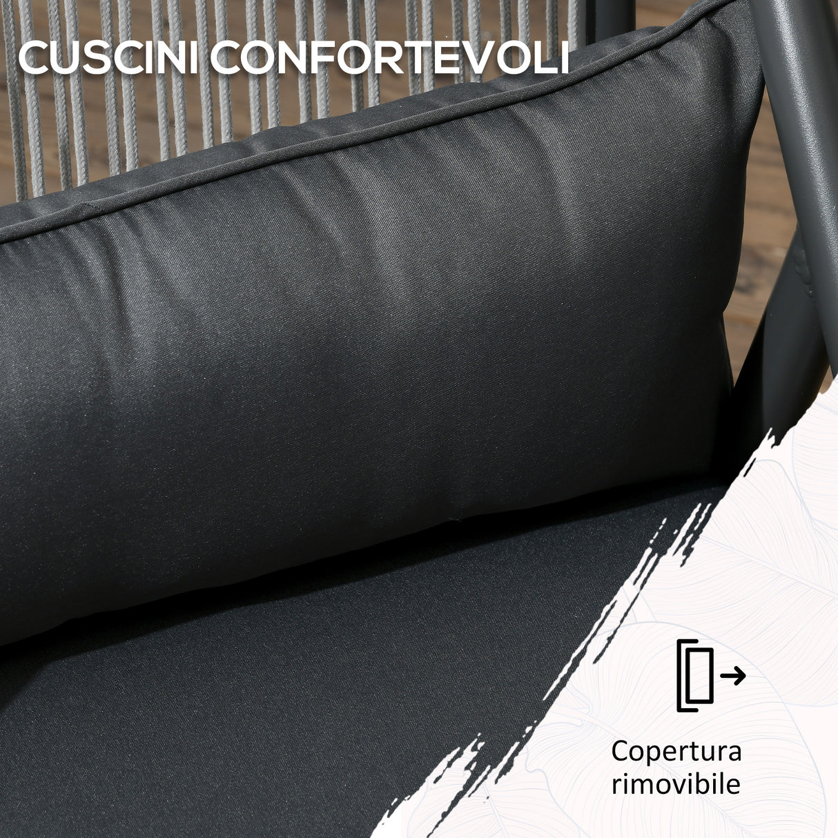 easycomfort easycomfort set da giardino con 4 sedie con cuscini e tavolo da pranzo quadrato in vetro grigio scuro