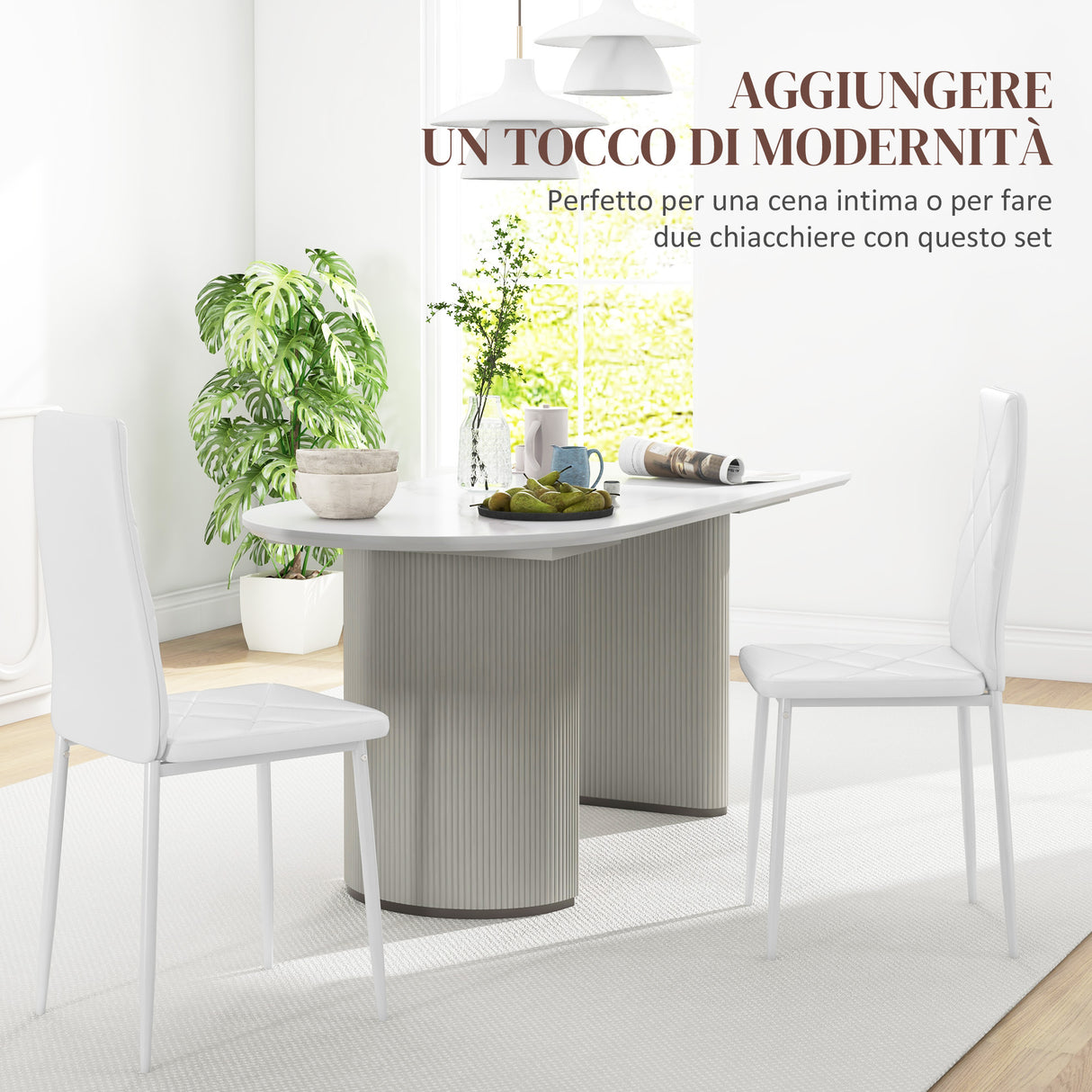 easycomfort easycomfort set di 2 sedie da pranzo moderne con schienale alto in finta pelle e acciaio 41x50x97 cm bianco