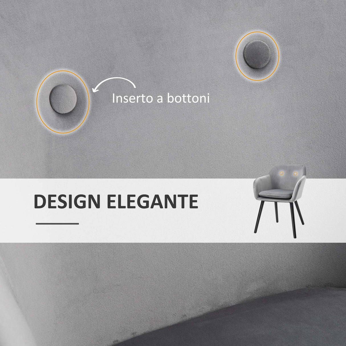 easycomfort easycomfort set di 2 sedie per sala da pranzo con braccioli imbottite e in velluto 54x56x74cm grigio