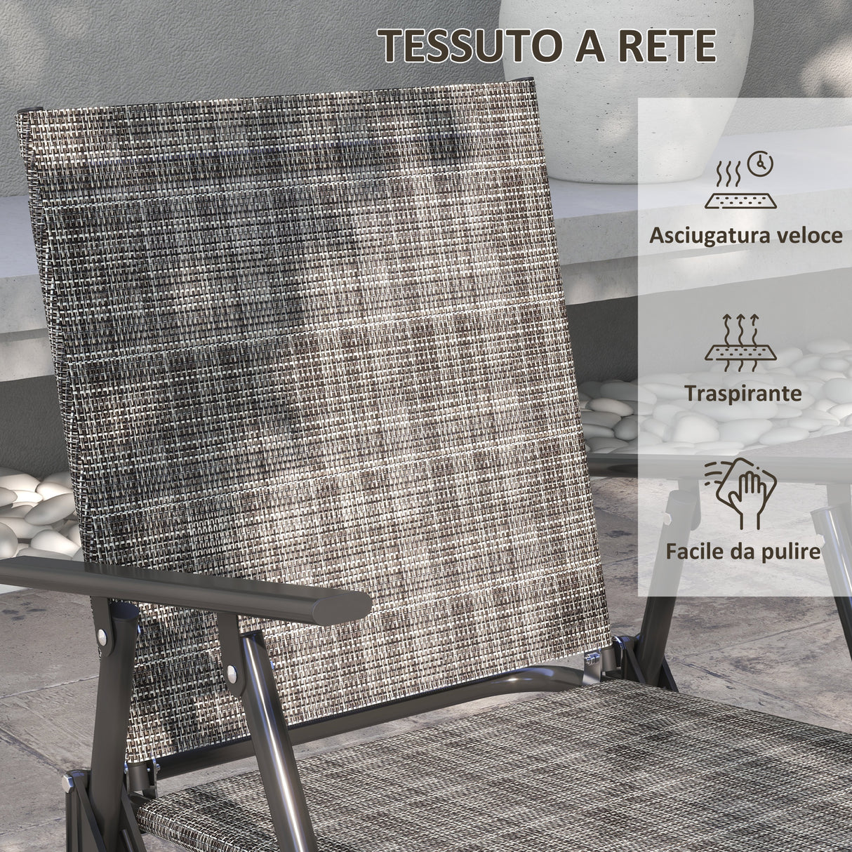 easycomfort easycomfort set salotto da giardino con tavolino in vetro 2 poltrone e divanetto pieghevoli grigio