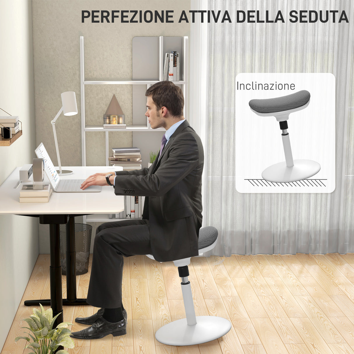 easycomfort easycomfort sgabello ergonomico e imbottito ad altezza regolabile con inclinazione a 5 41 5x41 5x51 5 71 5 cm grigio