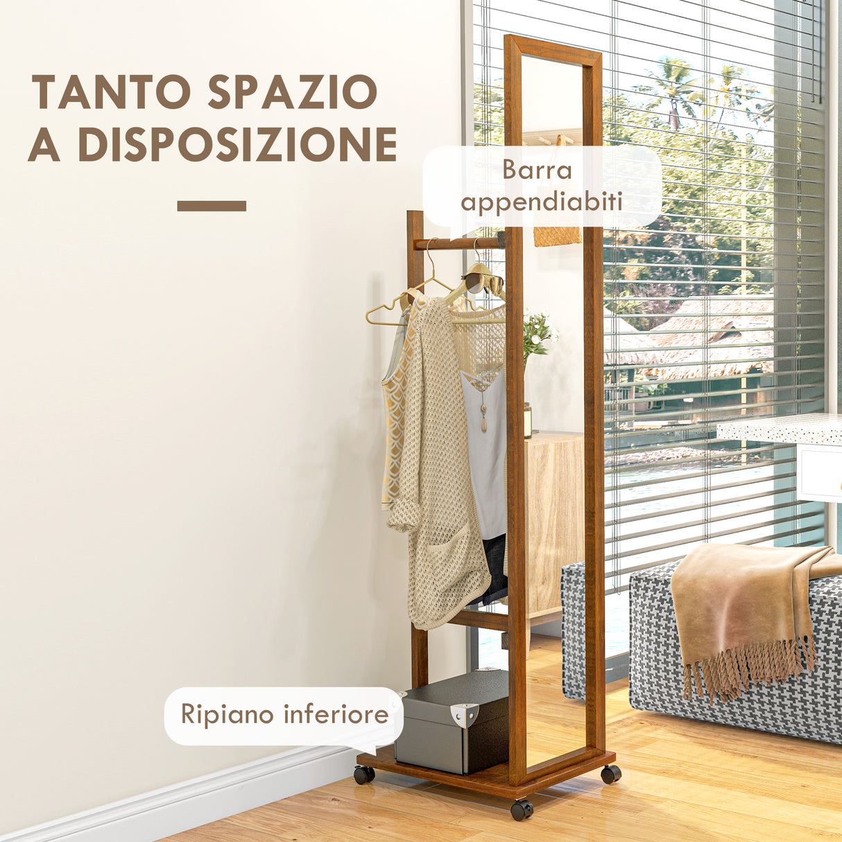 easycomfort easycomfort specchio da camera e ingresso con ripiano inferiore e binario in legno e vetro 35 5x49 5x167 8 cm