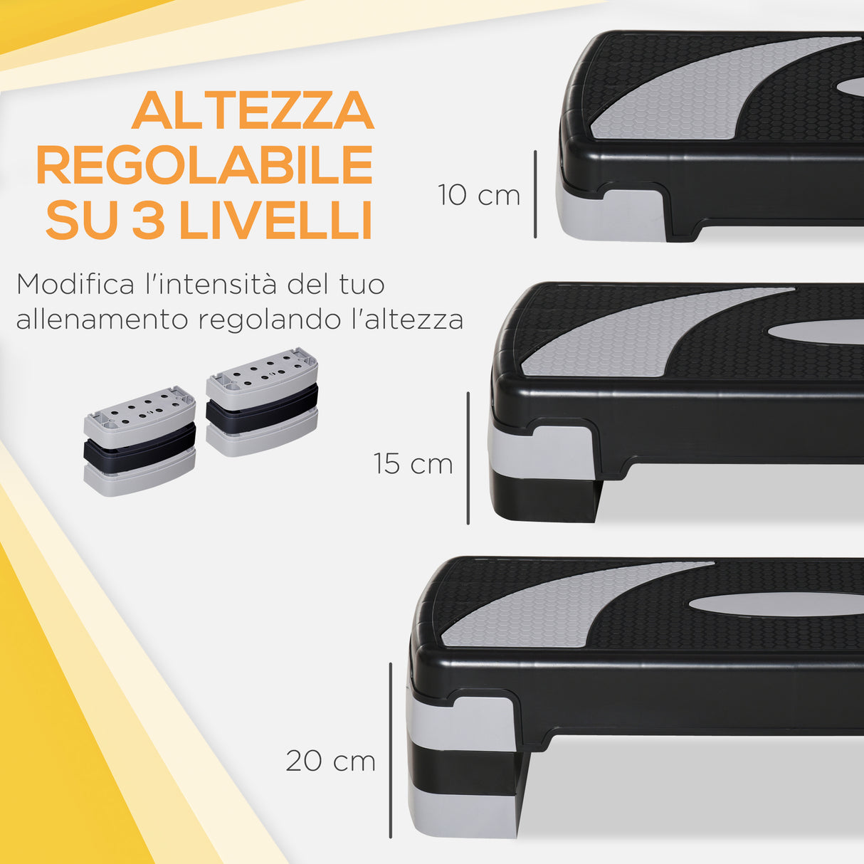 easycomfort easycomfort stepper da aerobica regolabile in altezza 10 15 20 cm antiscivolo nero e grigio