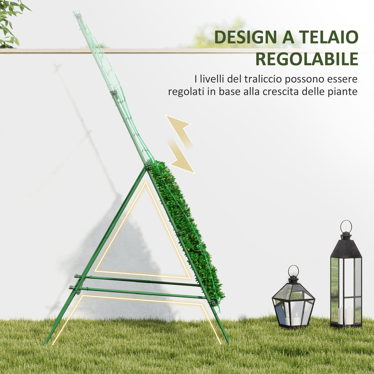 easycomfort easycomfort supporto per pomodori a forma di a a livelli regolabili con rete in acciaio pe e pp 101x133x227 cm verde