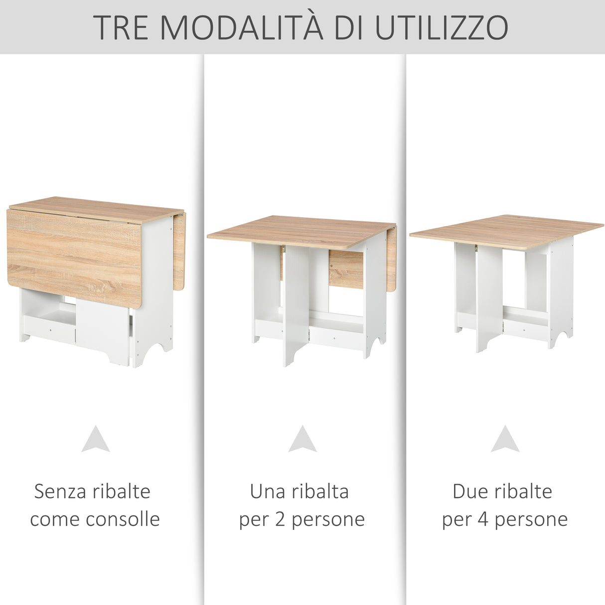 easycomfort easycomfort tavolo consolle a ribalta con vano mensola tavolino da salotto e cucina tavolo a ribalta pieghevole salvaspazio color legno e bianco 118x80x72cm ean 8054144135571