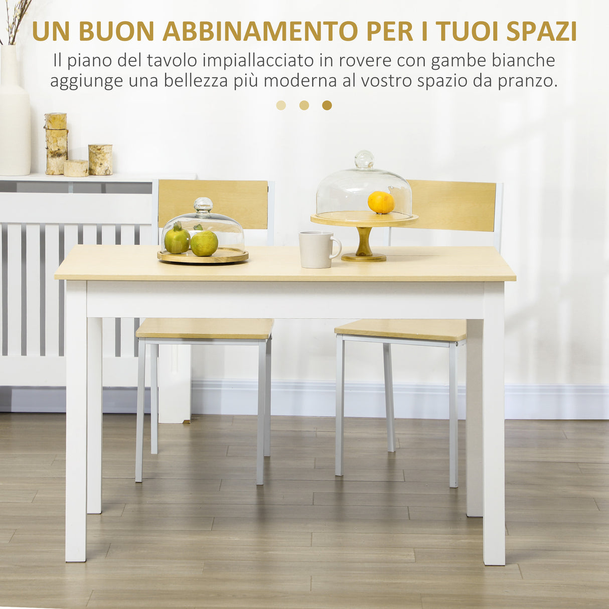 easycomfort easycomfort tavolo da pranzo 4 6 posti design moderno per cucina e soggiorno 119x70x75cm bianco e legno