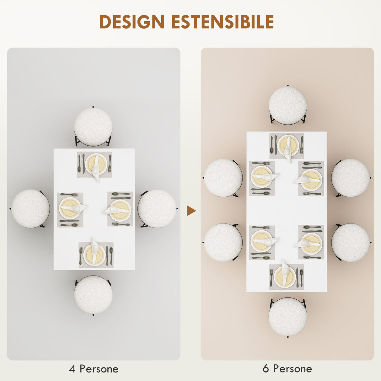 easycomfort easycomfort tavolo da pranzo allungabile per 4 6 persone con pannelli a ribalta in legno 120 160x80x78 cm bianco