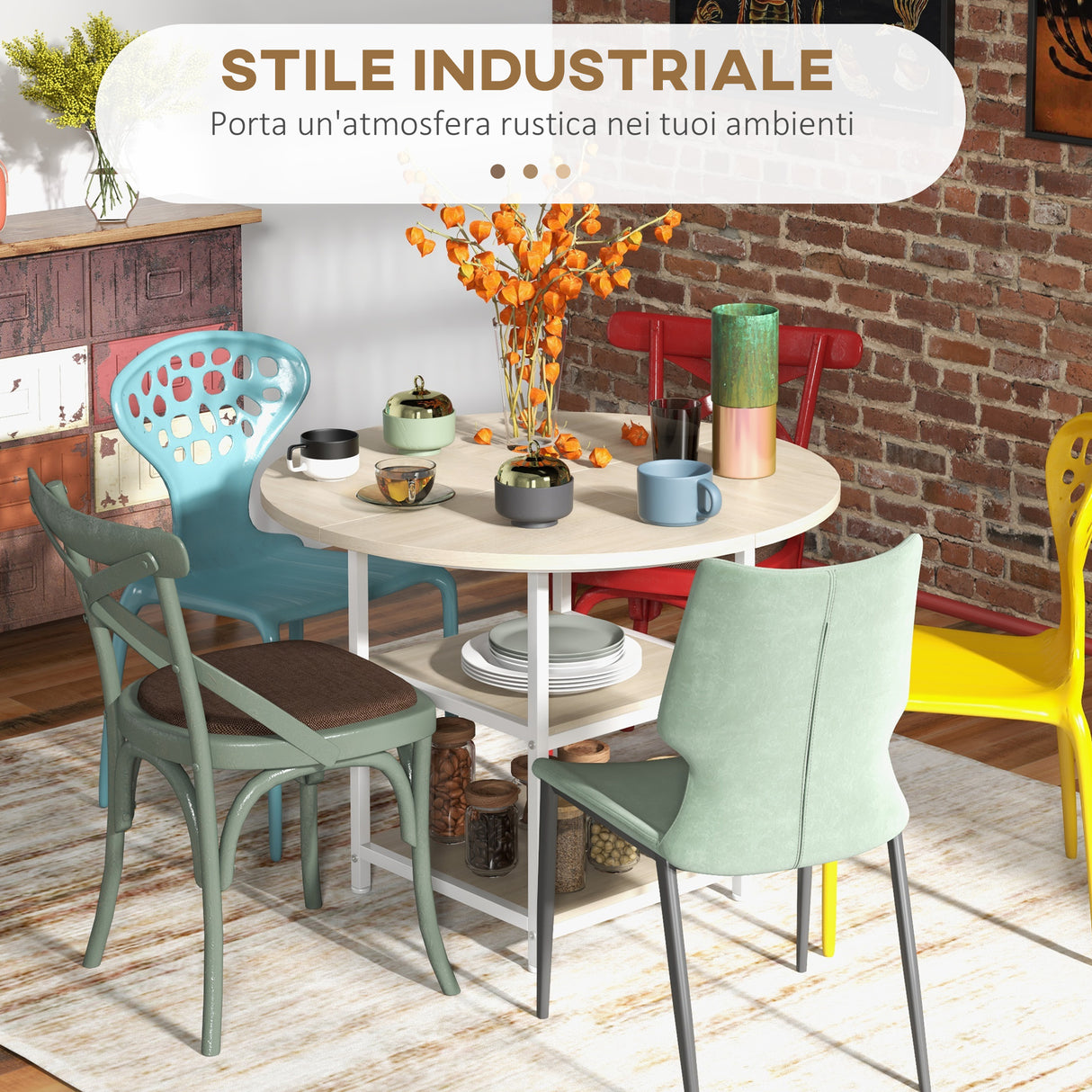 easycomfort easycomfort tavolo da pranzo per 4 6 persone con 2 ripiani integrati in acciaio e mdf 100x76 cm bianco e rovere