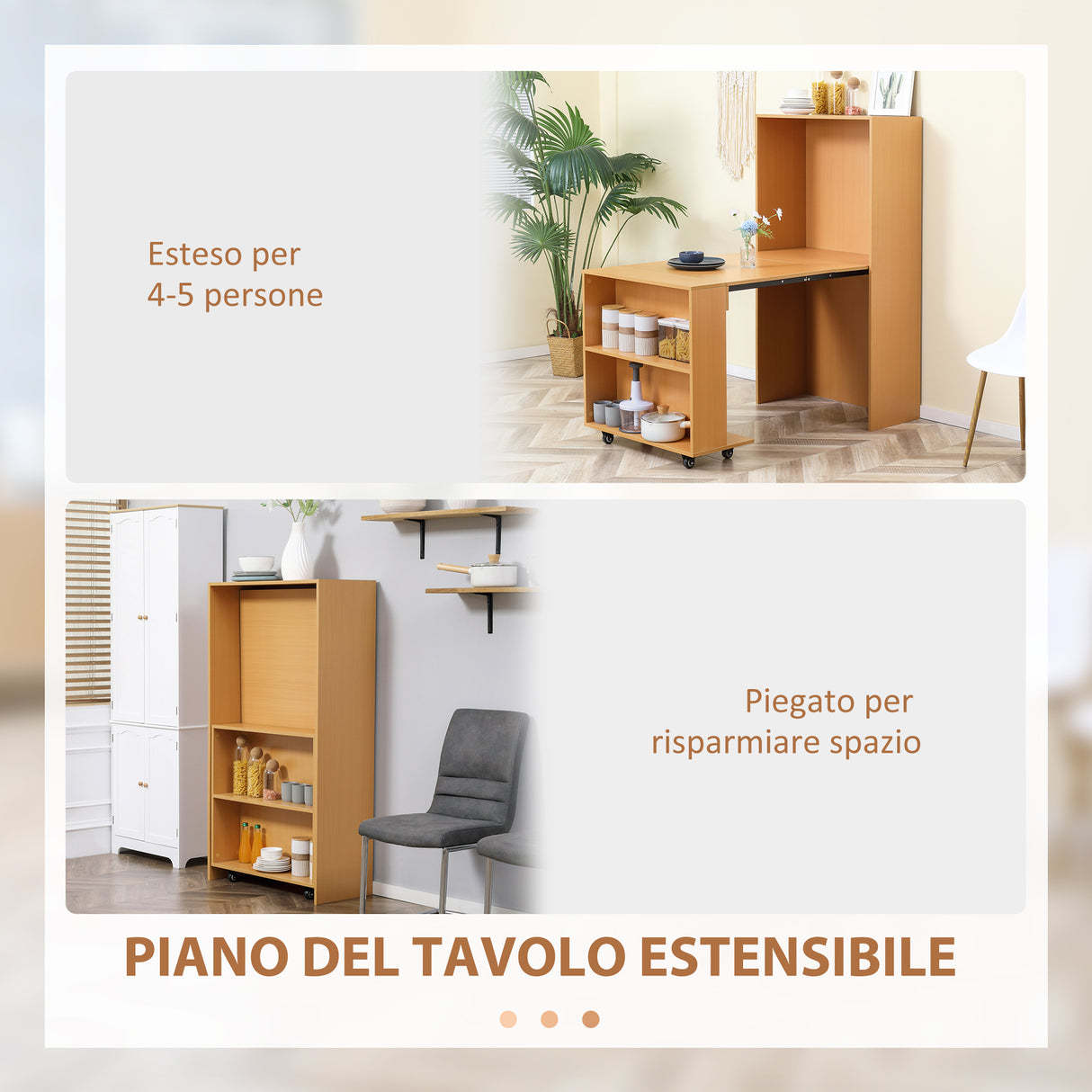 easycomfort easycomfort tavolo pieghevole da pranzo max 3 persone in truciolato e acciaio 75x144x144 5 cm color legno