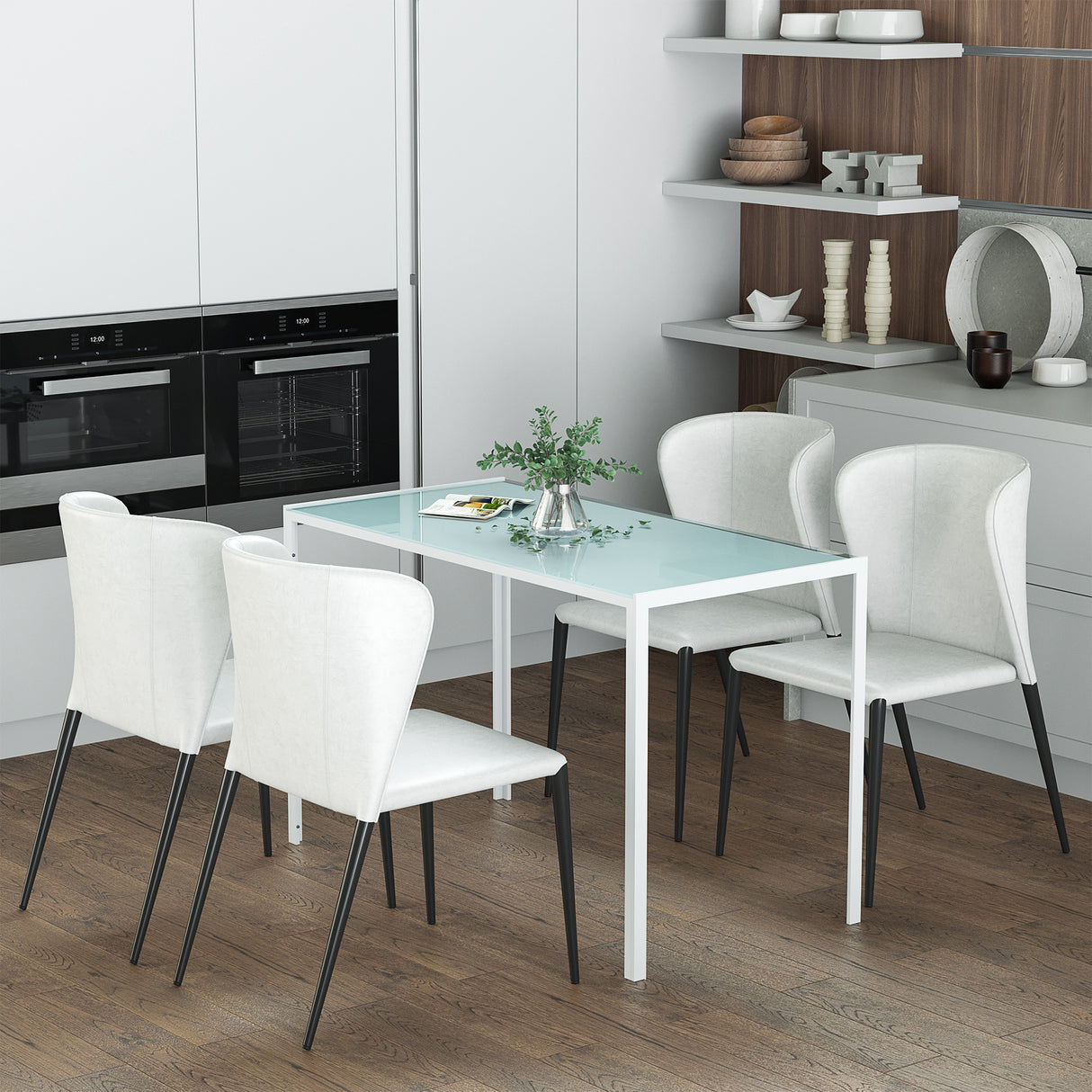 easycomfort easycomfort tavolo rettangolare da 4 persone per cucina e soggiorno tavolo moderno in metallo e vetro temperato 120x60x75 cm bianco