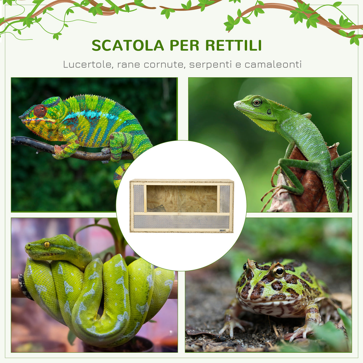 easycomfort easycomfort terrario per rettili in legno con porte in vetro scorrevoli e pannelli in rete 40x80x40 cm