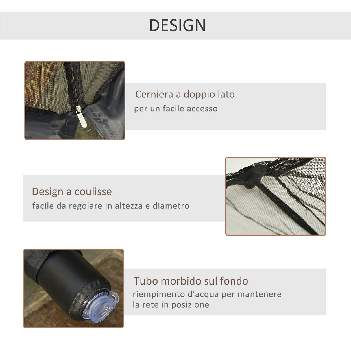 easycomfort easycomfort zanzariera per ombrellone 3x2 3 m regolabile a rete fitta con apertura a cerniera nero