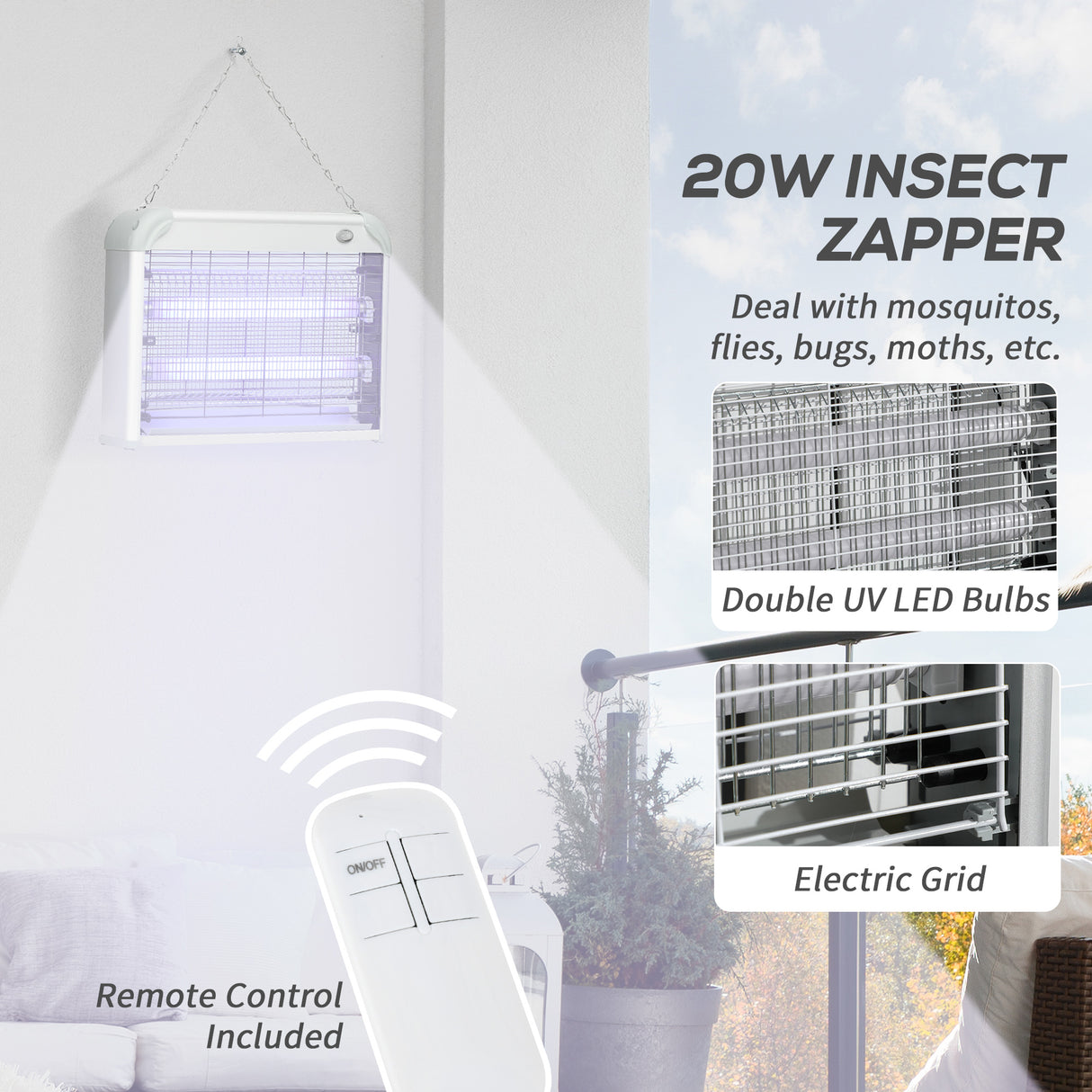 easycomfort easycomfort zapper per insetti e zanzare da 20w a luci led uv con vassoio rimovibile in abs e metallo 39x8x28 cm